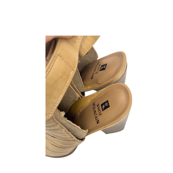 White Mountain Phoenix Peep Toe Block Heel Sandals Tan Size 6M - Picture 9 of 10
